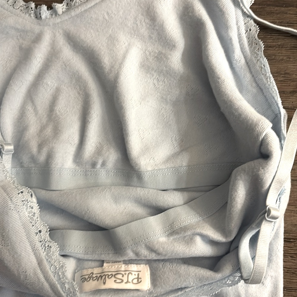 NWT [PJ Salvage] Pointelle Hearts Soft Lace Fitted Cami, Blue Haze Women’s Small - Picture 10 of 15